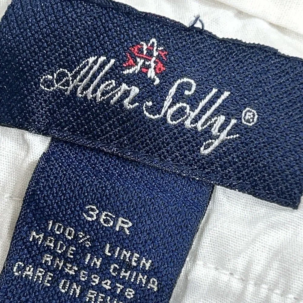 Allen Solly Dress Pants Mens 36R Linen Pleated Straight Leg Beach Casual